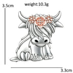 Highland Cow with Flower Crown Brooch