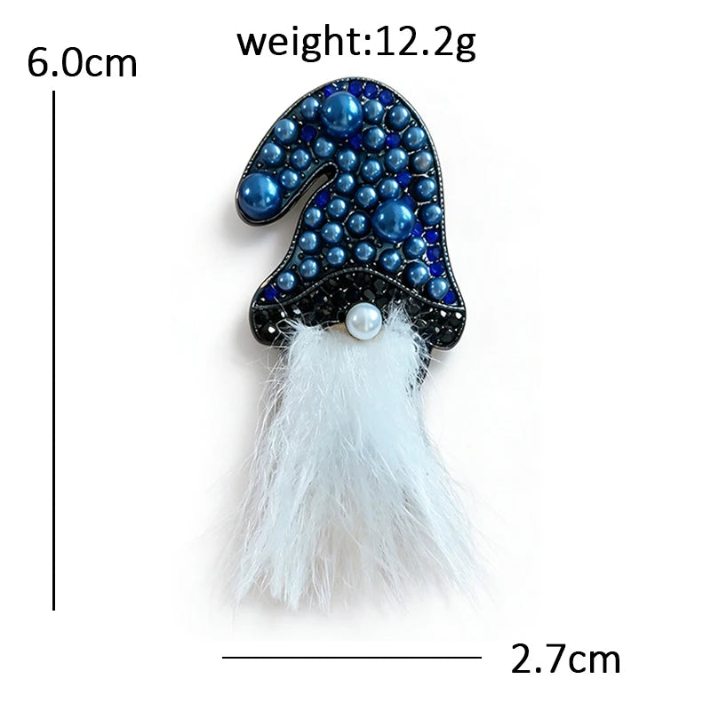 Christmas Gnome with Fluffy Beard Brooch