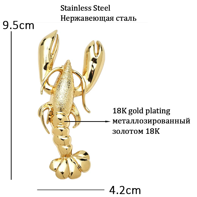 Sculptural Lobster with Raised Claws Brooch