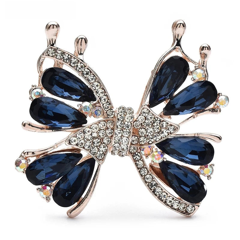 Jeweled Openwork Butterfly Brooch — Blue