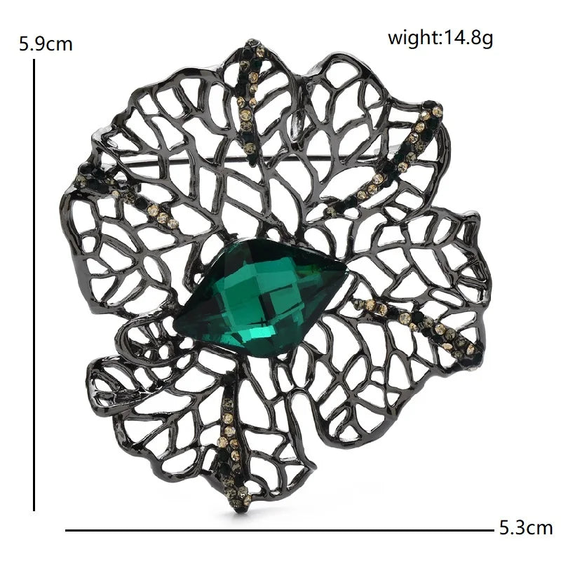 Openwork Flower with Faceted Oval Center Brooch dimensions and weight