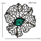 Openwork Flower with Faceted Oval Center Brooch dimensions and weight