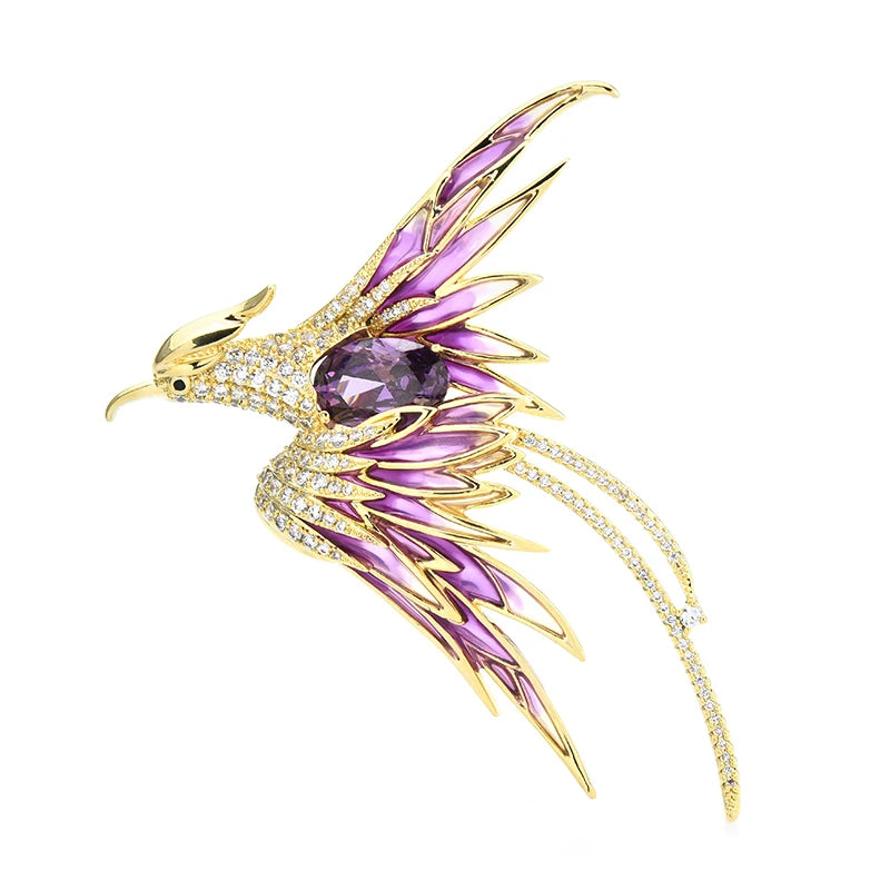 Jeweled Flying Phoenix Brooch
