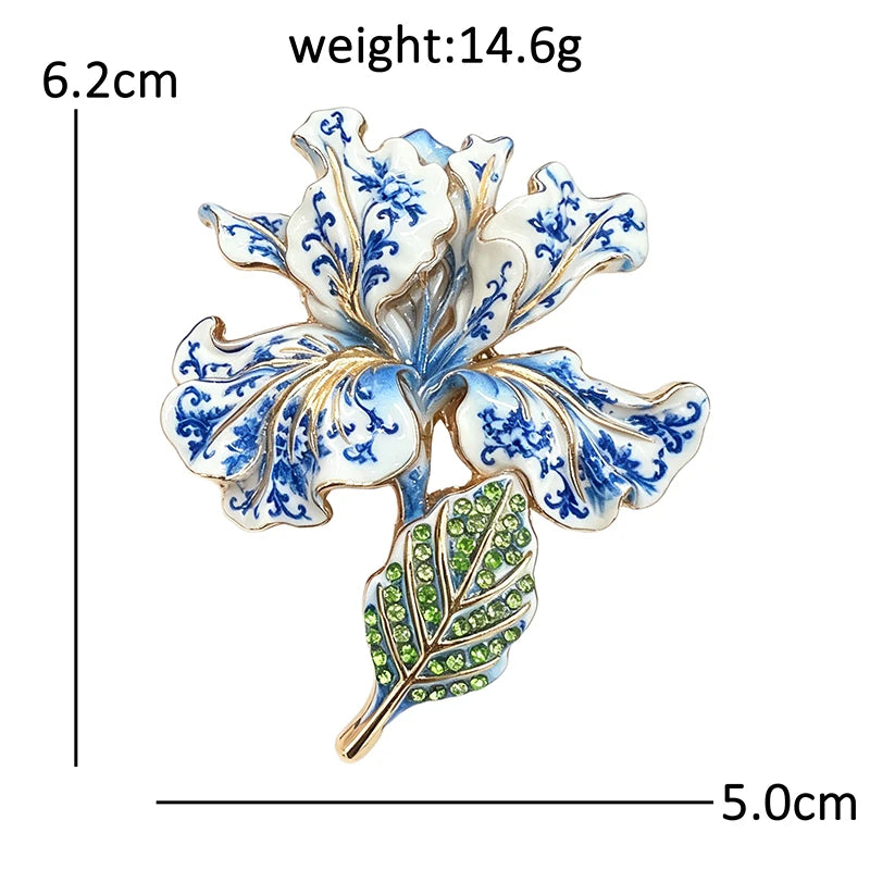 Graceful Iris Flower Stem Brooch