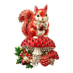 Squirrel on Woodland Mushrooms Brooch original white background product photo