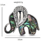 Rhinestone Elephant with Pearl-Look or Abalone-Look Inset Brooch — dimensions
