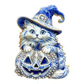 Witch Hat Kitten on Pumpkin Brooch original white background product photo