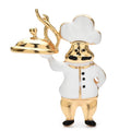 Enamel Chef Holding a Serving Tray Brooch — Chef
