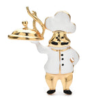 Enamel Chef Holding a Serving Tray Brooch — Chef