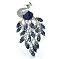 Large Jeweled Peacock with Cascading Tail Brooch