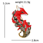 Fox with Ornate Leaf Tail Brooch