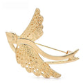 Textured Swallow with Sweeping Tail Brooch — Gold