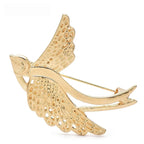 Textured Swallow with Sweeping Tail Brooch — Gold