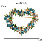 Jeweled Floral Heart Wreath Brooch — dimensions