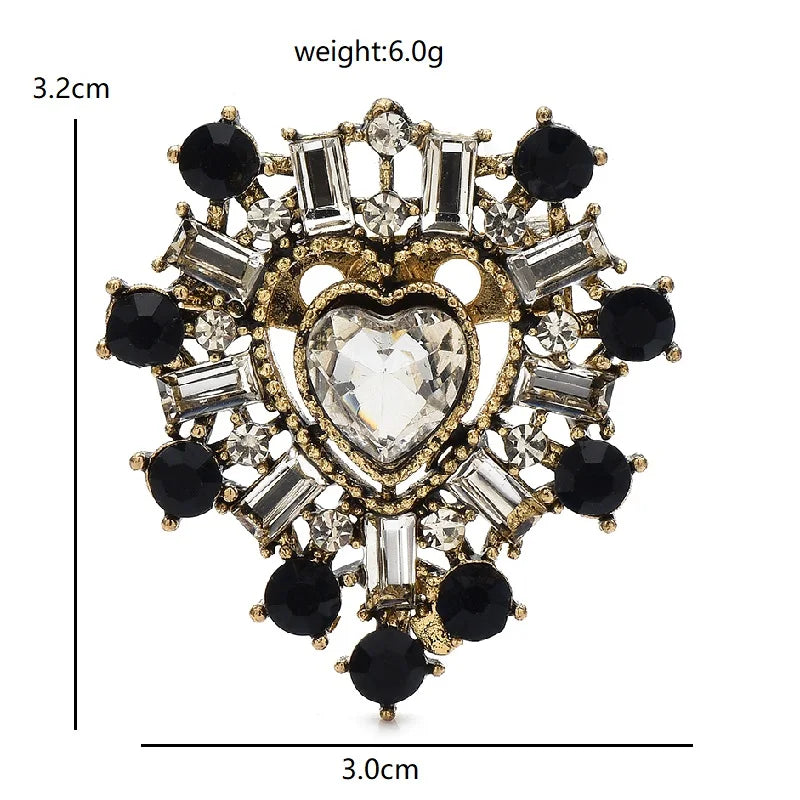 Vintage Rhinestone Heart Brooch dimensions and weight