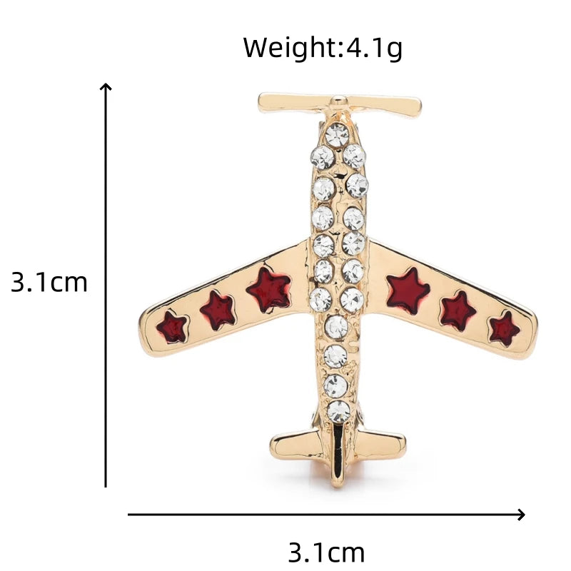 Vintage Airplane with Enamel Stars Brooch — dimensions