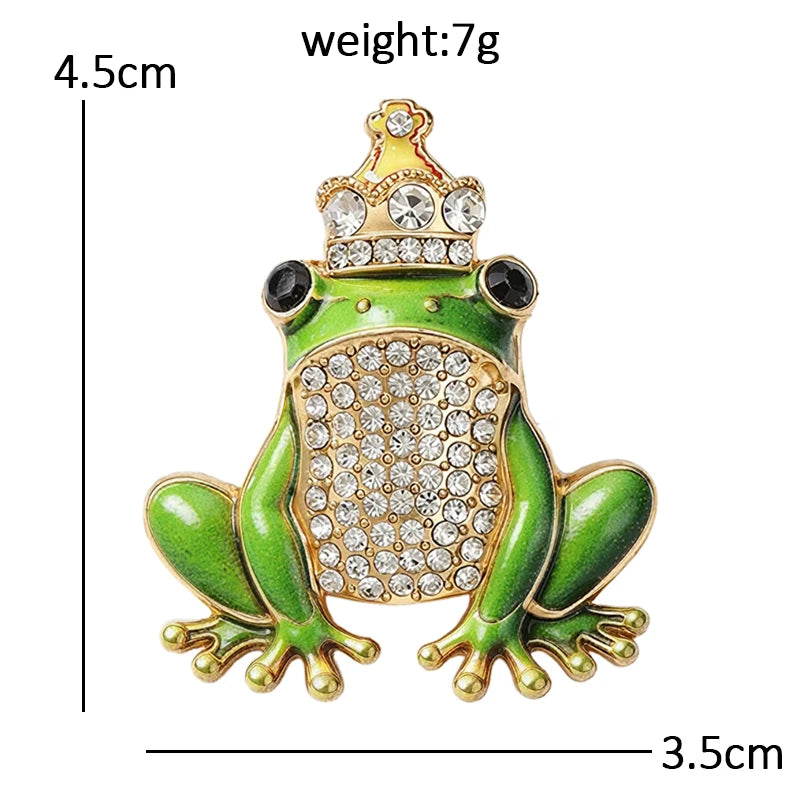 Crowned Frog with Sparkling Belly Brooch
