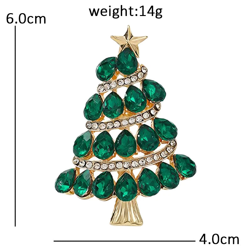 Star-Topped Christmas Tree with Sparkling Garlands Brooch