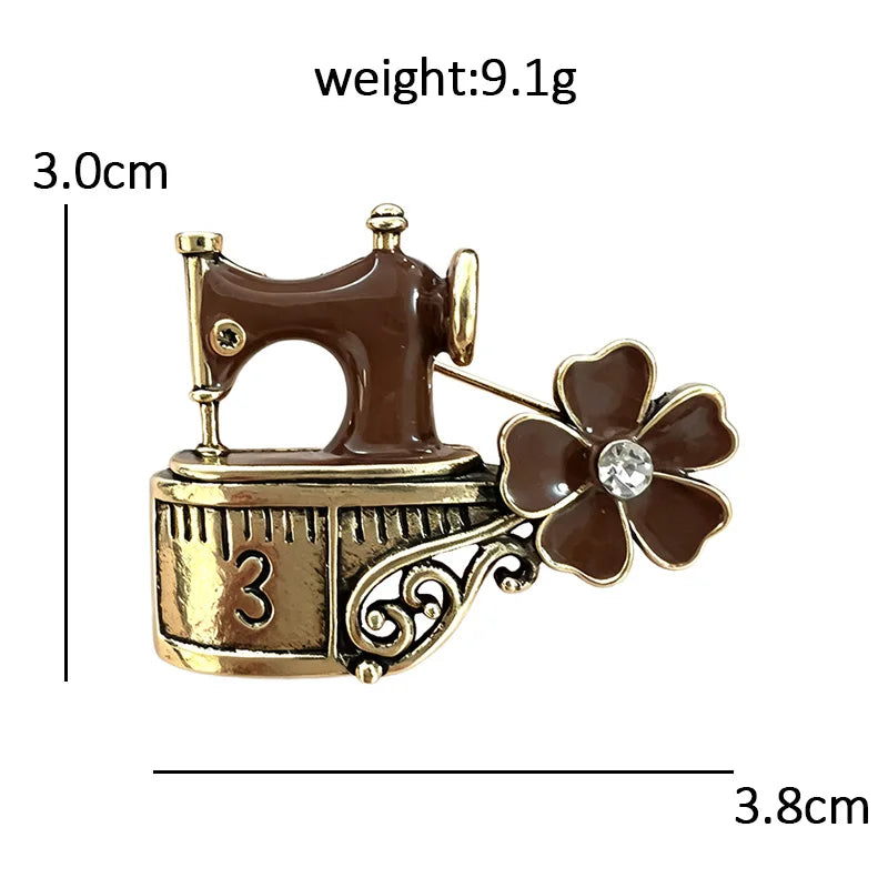 Vintage Sewing Radio and Telephone Brooch