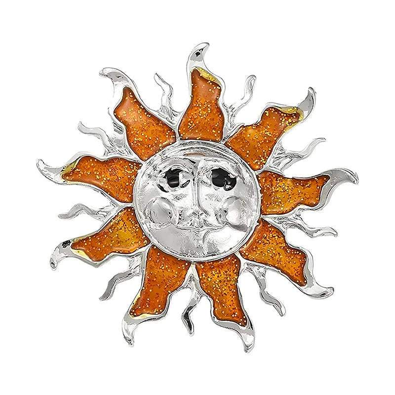 Two Tone Sun Face Brooch original white background product photo