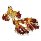 Long-Tailed Enamel Goldfish Brooch — Red