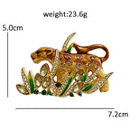 Leopard Prowling Through Grass Brooch