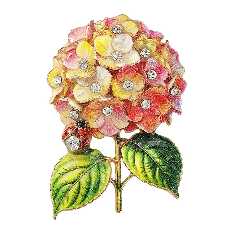 Hydrangea Flower with Ladybug Brooch original white background product photo