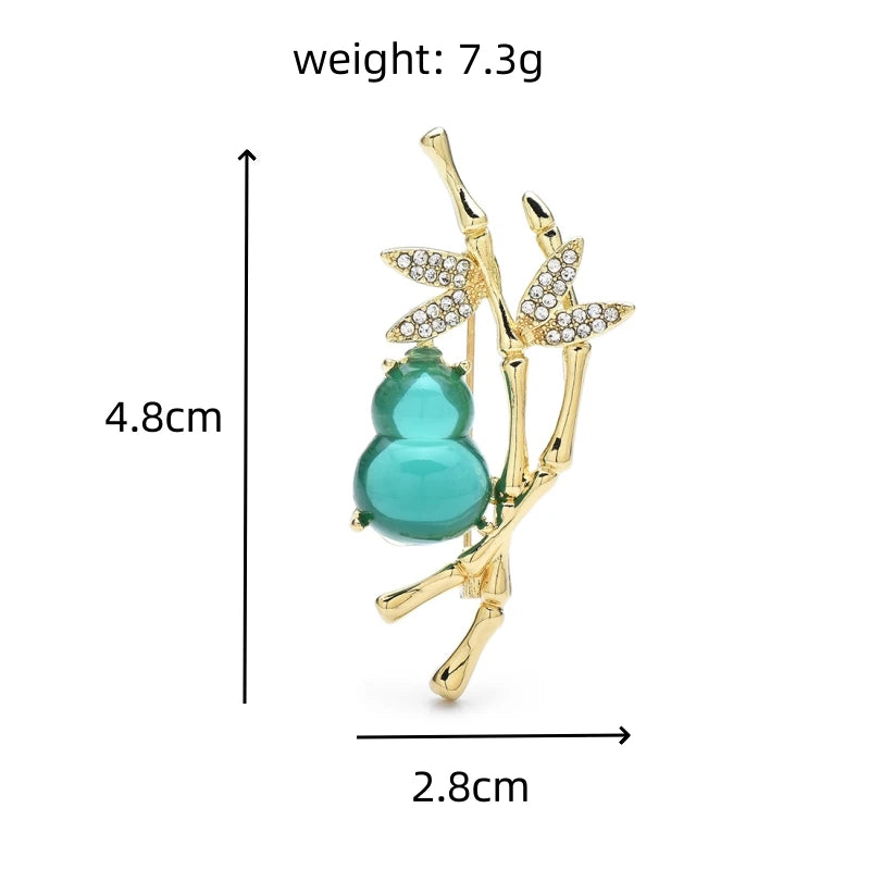 Green Gourd and Bamboo Brooch — dimensions