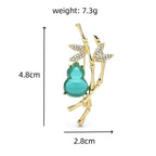 Green Gourd and Bamboo Brooch — dimensions