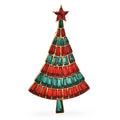 Tiered Crystal-Look Christmas Tree Brooch