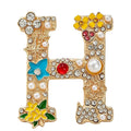 Floral Letter H Sparkle Brooch