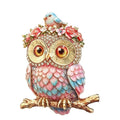 Floral Crown Owl with Little Bird Brooch original white background product photo