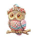 Floral Crown Owl with Little Bird Brooch original white background product photo