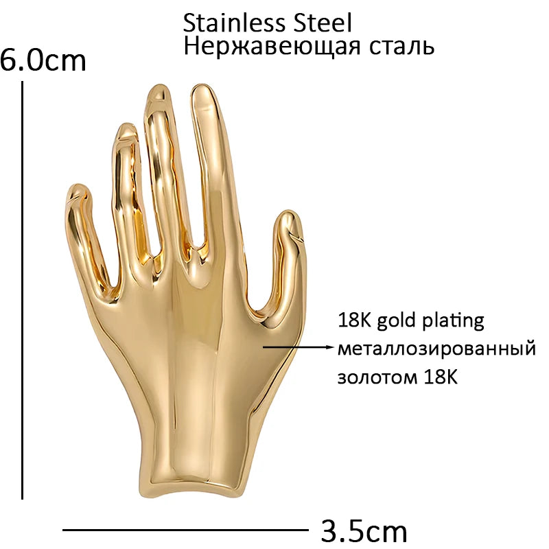 Sculptural Open Hand Brooch