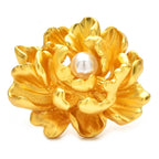 Gold-Tone Peony with Pearl-Look Center Brooch original variant product photo