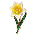 Sunny Daffodil with Long Green Leaves Brooch original white background product photo