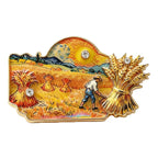 Painterly Landscape and Wheatfield Art Brooch original white background product photo
