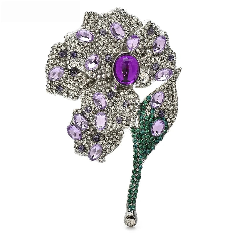 Jeweled Orchid Flower Stem Brooch product variant photo