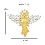 Golden Angel with Rhinestone Wings Brooch — dimensions