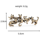 Five Playful Cats with Textured Fur Brooch — dimensions