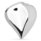 Sculptural Folded Heart Stainless Steel Brooch — Silver