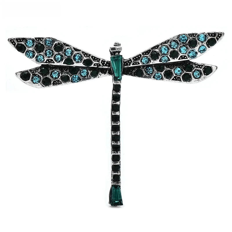 Jeweled Slender Dragonfly Brooch — Green