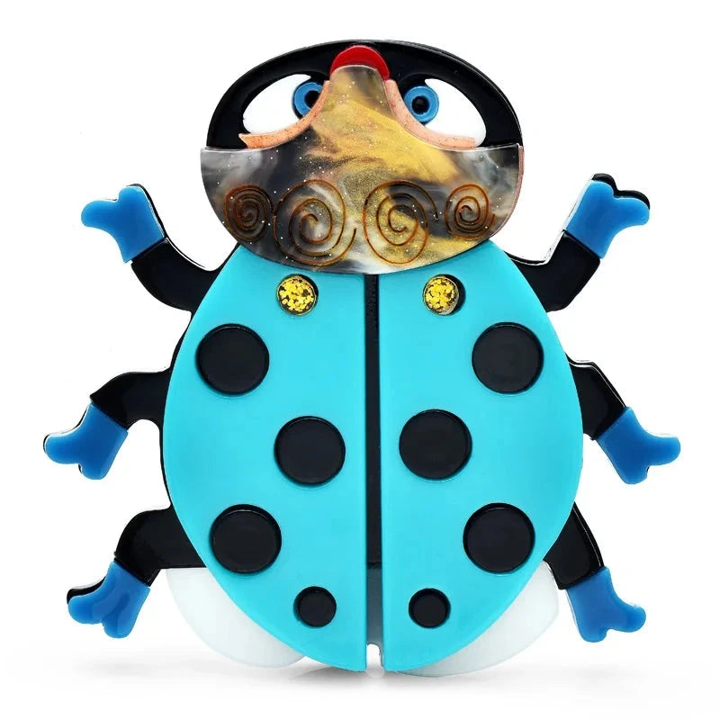 Blue Spotted Acrylic Ladybug Brooch product variant photo