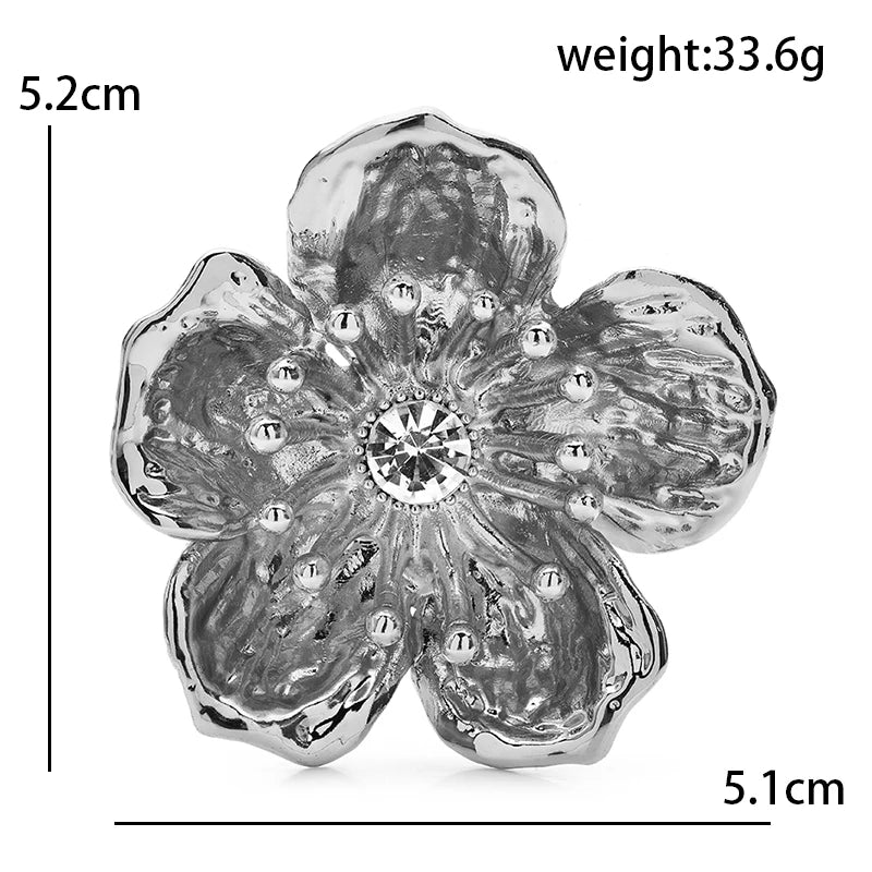 Textured Plum Blossom with Faceted Center Brooch — dimensions