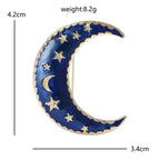 Starry Enamel Crescent Moon Brooch — dimensions