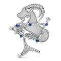 Aries Goat with Blue Star Accents Brooch — Silver
