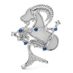 Aries Goat with Blue Star Accents Brooch — Silver