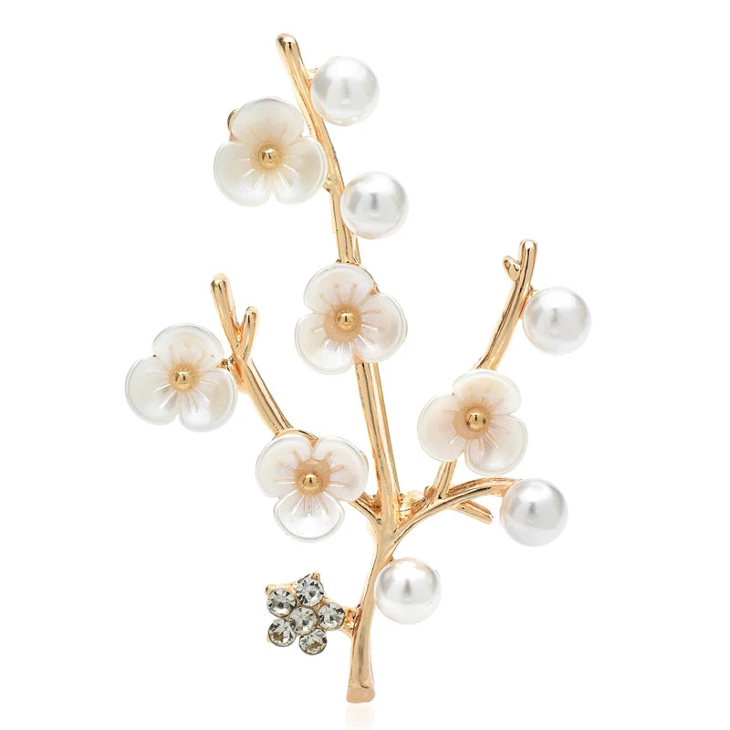 Pearl-Look Blossom Branch Brooch