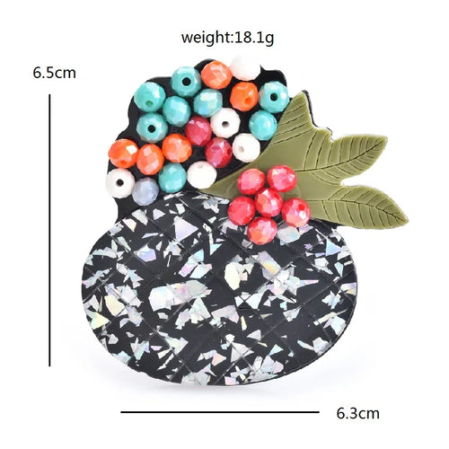 Acrylic Beaded Flower Bouquet Brooch — dimensions