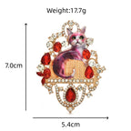 Ornate Rhinestone Cat Portrait Brooch dimensions and weight
